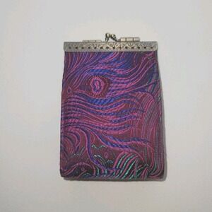 Cathayana Peacock Brocade RFID Card Holder Kiss Clasp Accordion Handmade USA